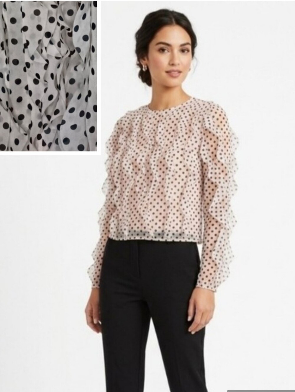 GIAMBATTISTA VALLI x H&M ruffled pink with black dots top size 2
